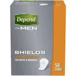 DEPEND MENS SHIELDS LIGHT 58 COUNT INCONTINENCE/B<wbr/>LADDER CONTROL PADS