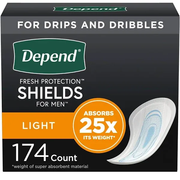 Depend for Men Incontinence Protection Shields Light Guard 58 Ct. New SHIPS FAST