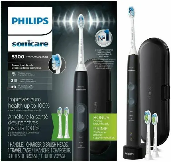 Philips Sonicare ProtectiveClea<wbr/>n 5300 Rechargeable Electric Toothbrush, Black