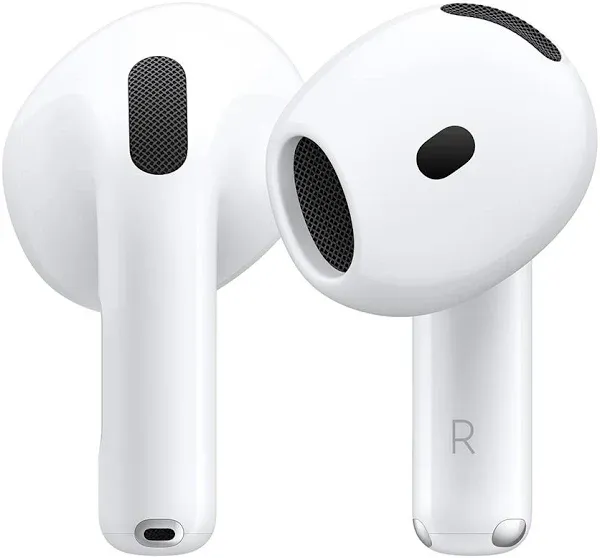 Apple AirPods 4 Wireless Earbuds, Bluetooth Headphones, Personalized Spatial Audio, Sweat and Water Resistant, USB-C Charging Case, H2 Chip, Up to 30 Hours of Battery Life, Effortless Setup for iPhone